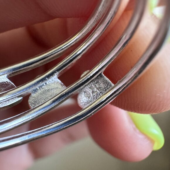 Sterling Silver 925 Triple Band Ring with Three Hearts - Picture 5 of 6